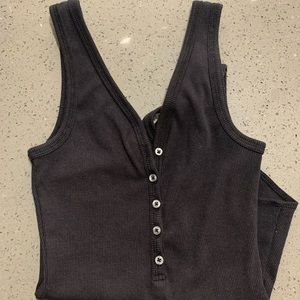 Abercrombie Black Button Up Tank Bodysuit
